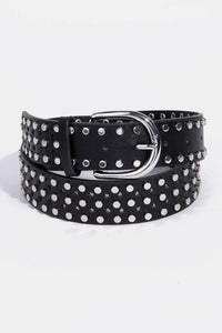 Star Punched And Rivets Vegan Leather Belt