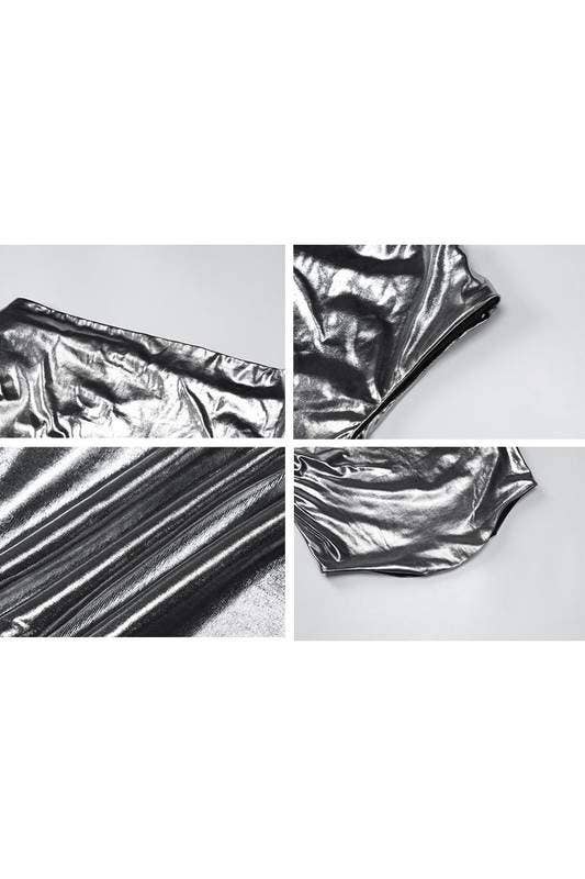 Metallic sleeveless crop top