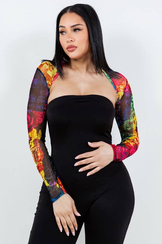 Plus Mesh Long Sleeve Shrug
