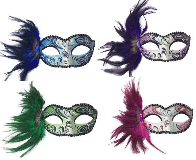 Feather Masquerade Masks - Assorted
