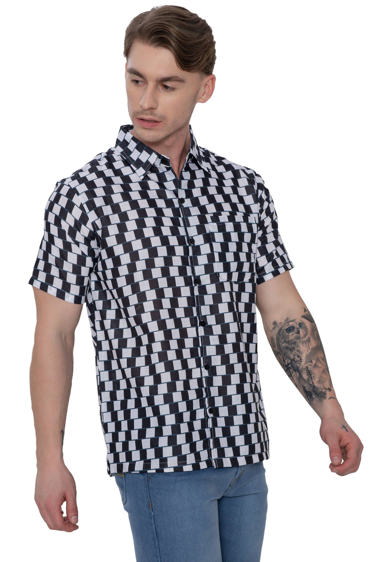 Mens Shirts Black Abstract