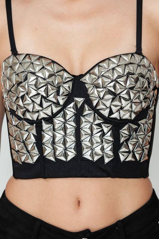 Silver Black Bustier