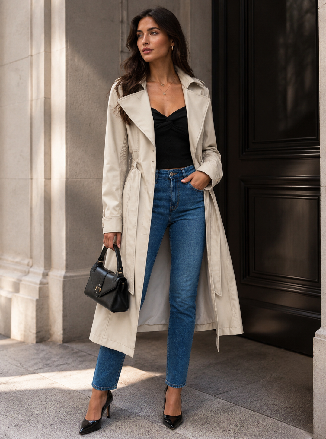 Neo Luxe Leather Trench