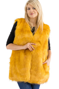 Satin Lined Shaggy Faux Fur Vest