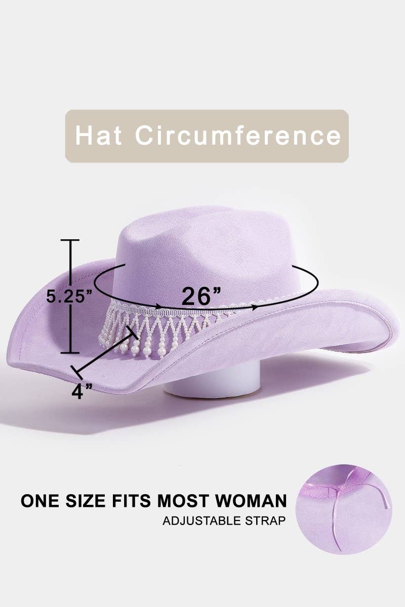 Pearl Fringe Band Cowboy Hat