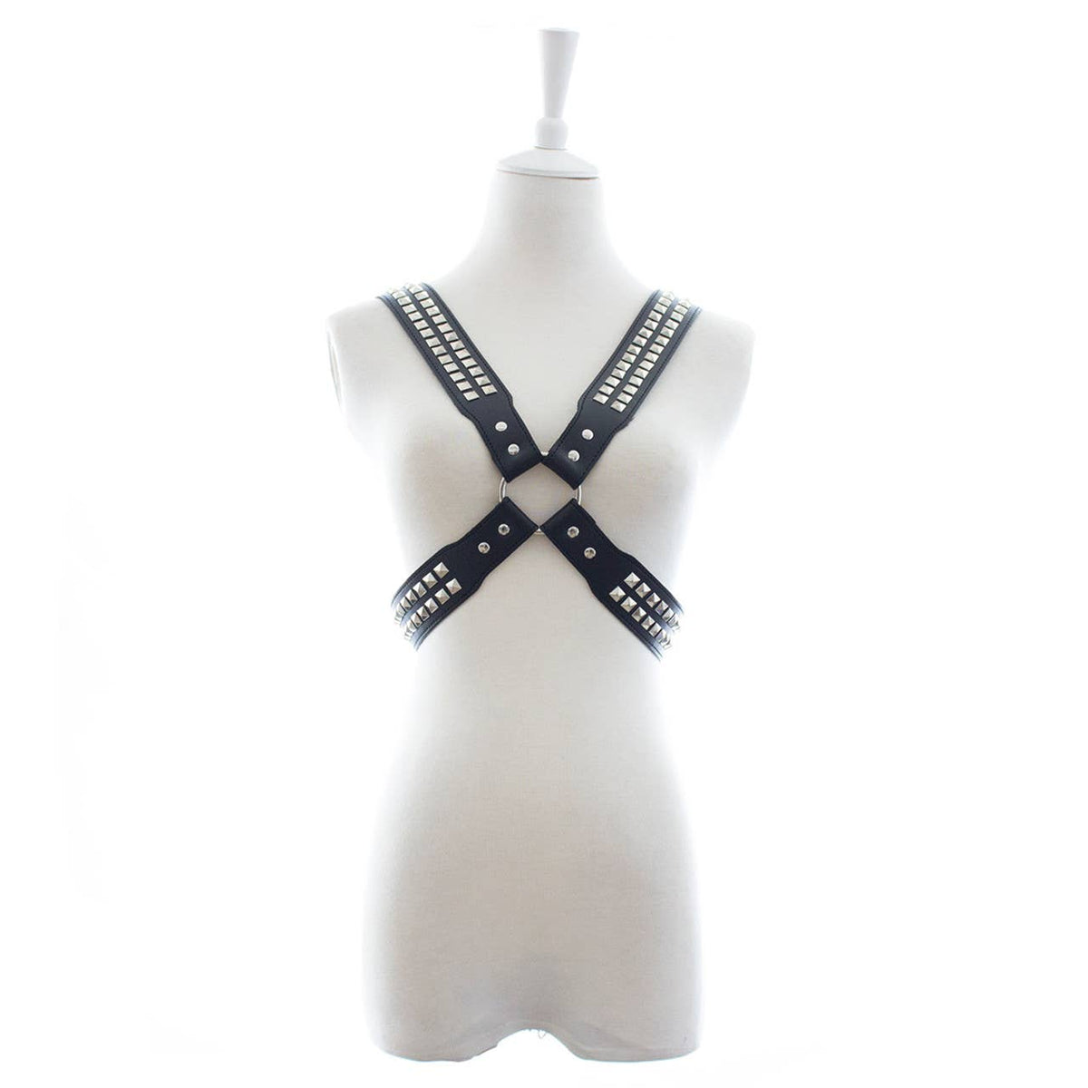 Chest Harness - Halford Style Studded X-Cross PVC Vegan