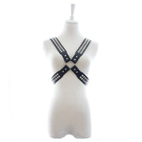 Chest Harness - Halford Style Studded X-Cross PVC Vegan