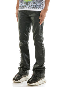 SPIKE WAXED FLARE PANTS