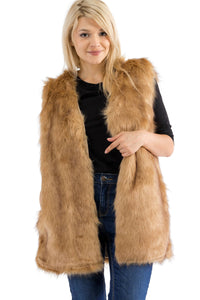 Satin Lined Shaggy Faux Fur Vest