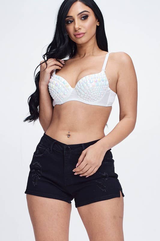 Multicolor Full Rhinestone Bra