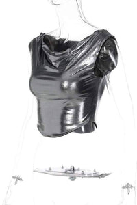 Metallic sleeveless crop top