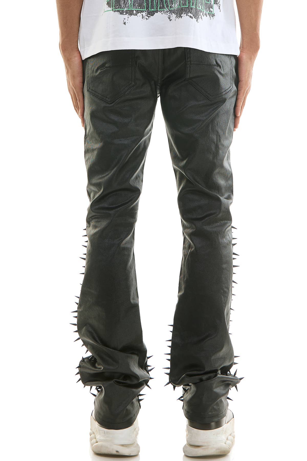 SPIKE WAXED FLARE PANTS