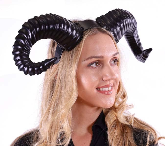 Black Ram Horns Headband