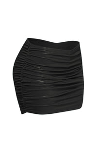 Slinky foiled ruched skirt with shorts under