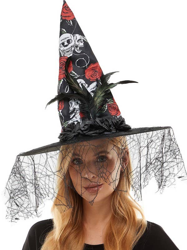 Floral Skulls Witch Hat