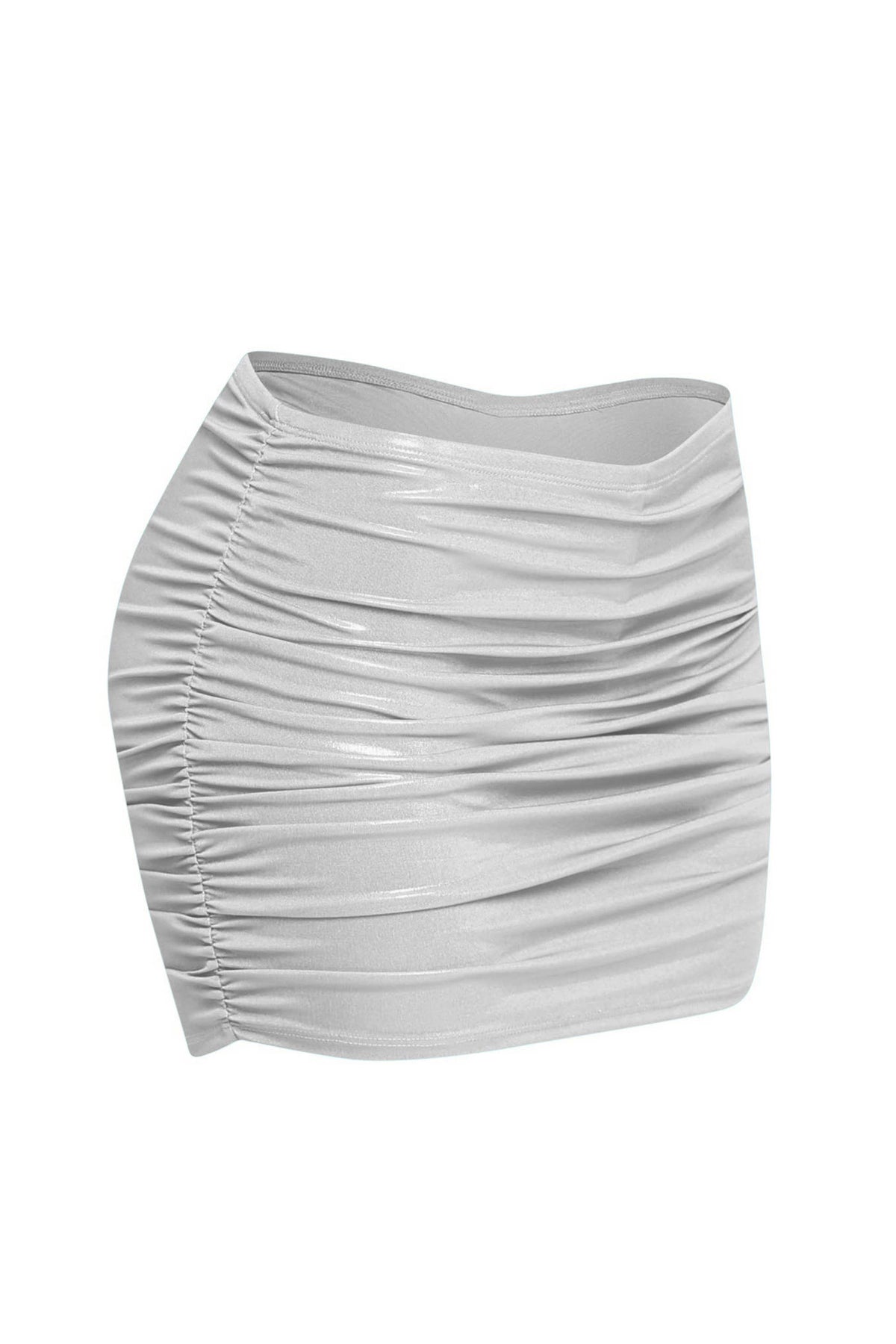 Slinky foiled ruched skirt with shorts under
