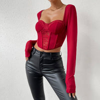 Long Sleeve Mesh Lace Top