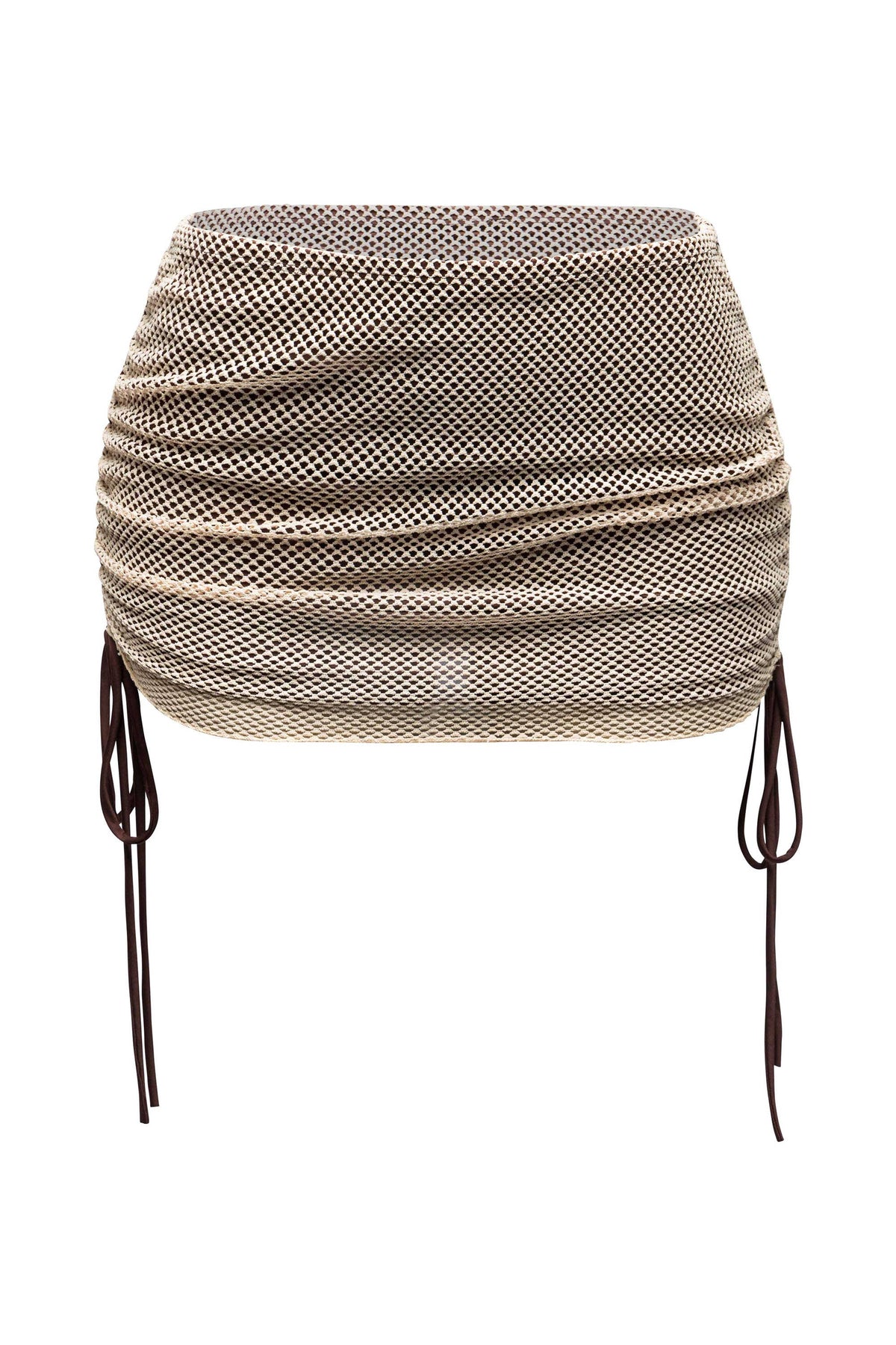 Ruched mesh contrast mini skirt