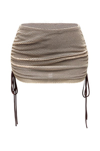 Ruched mesh contrast mini skirt