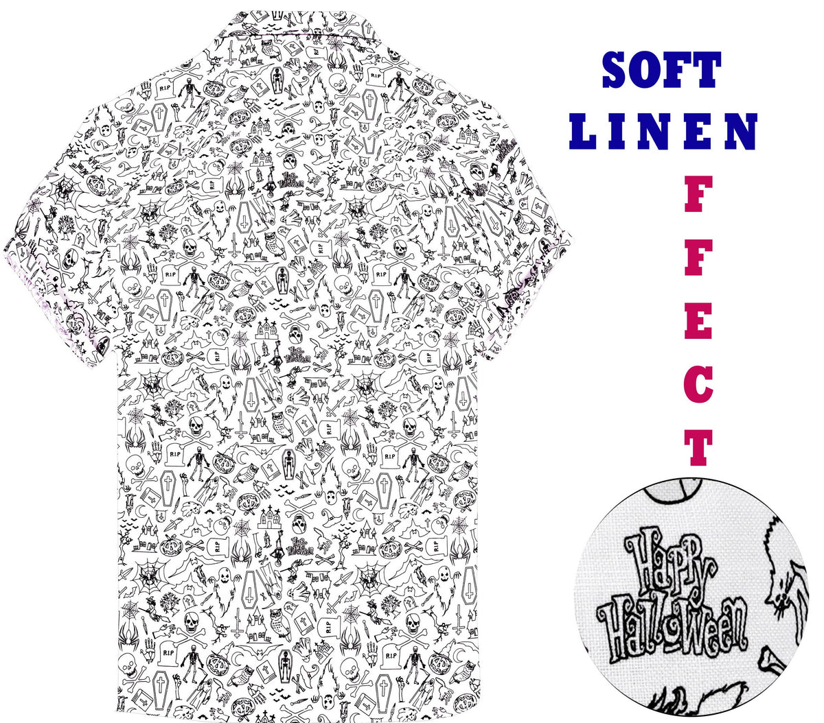 Mens Shirts White Black Skull