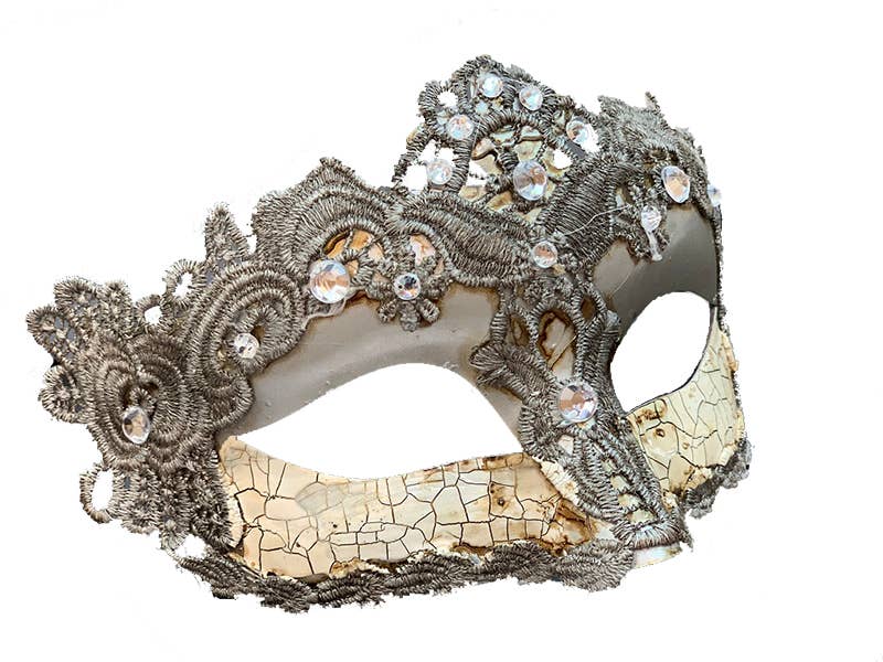 Cracked Silver Lace Masquerade