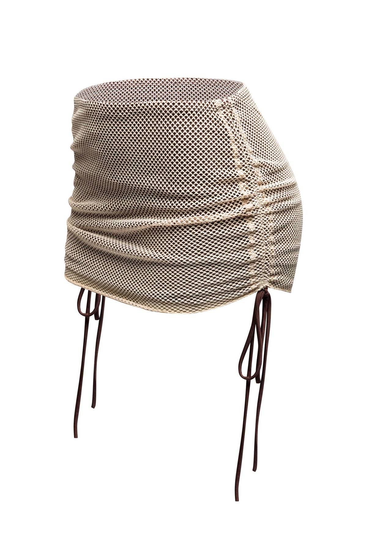 Ruched mesh contrast mini skirt