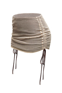 Ruched mesh contrast mini skirt