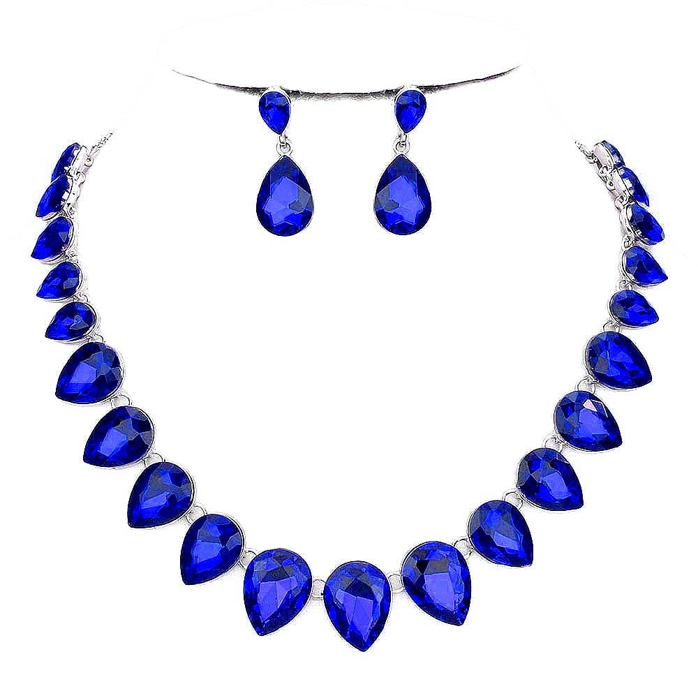 Pear Crystal Necklace Set