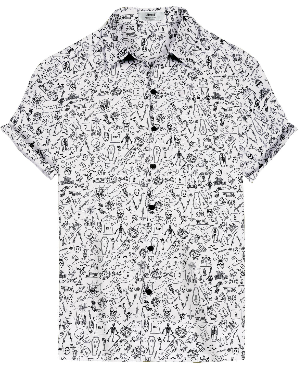 Mens Shirts White Black Skull