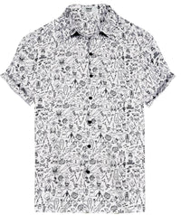 Mens Shirts White Black Skull