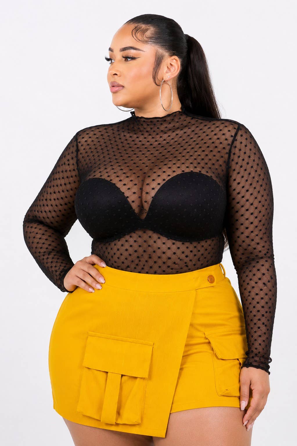 Plus Top Mesh Sheer