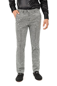 Men's Sequin Diamond Design Shiny Chino Pants