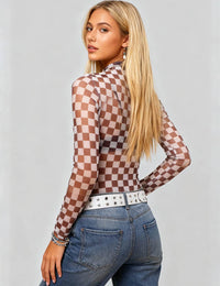Sheer Bodysuit Grid Mesh