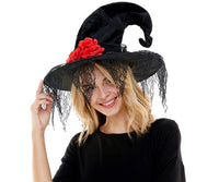Black Roses Lace Witch Hat