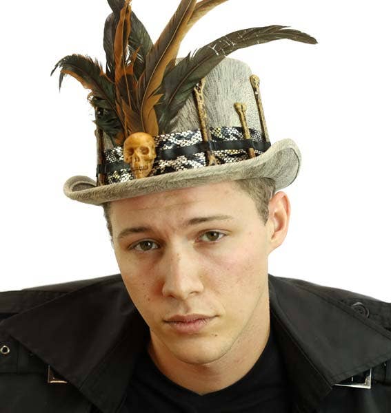 Voodoo Skull Feather Top Hat