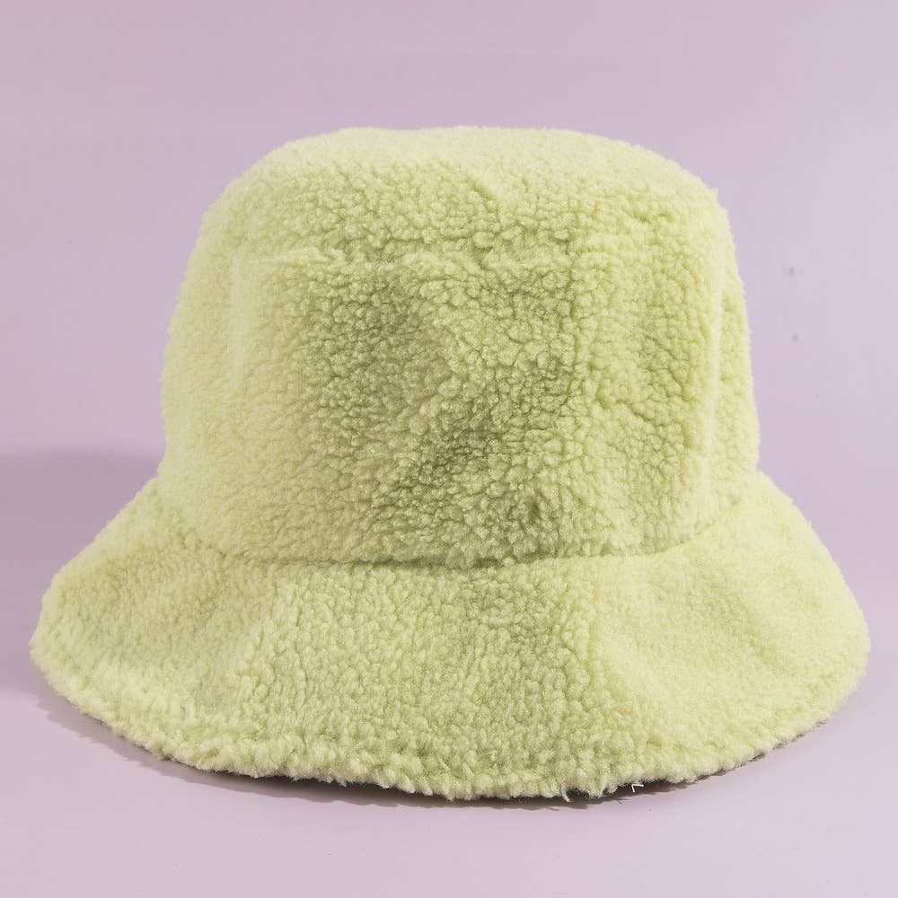 Solid Sherpa Teddy Fleece Bucket Hat