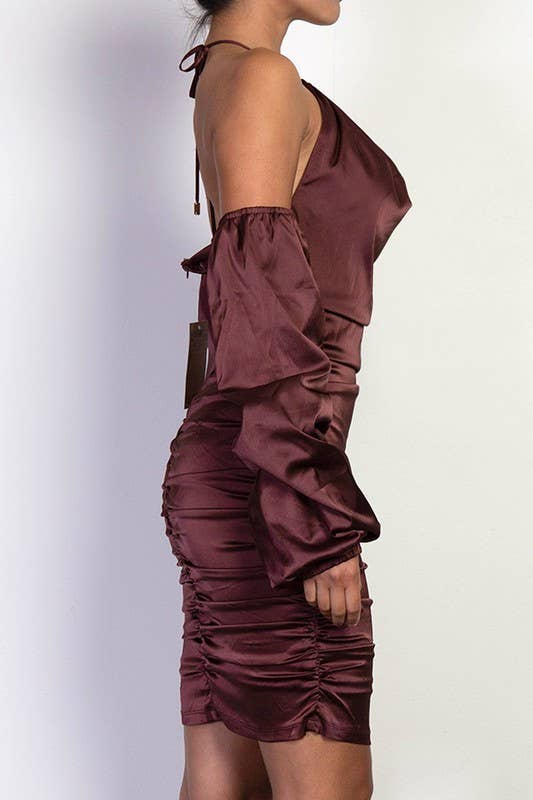Off Shoulder Satin Dress