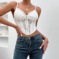 Lace Pleated Backless Bustier