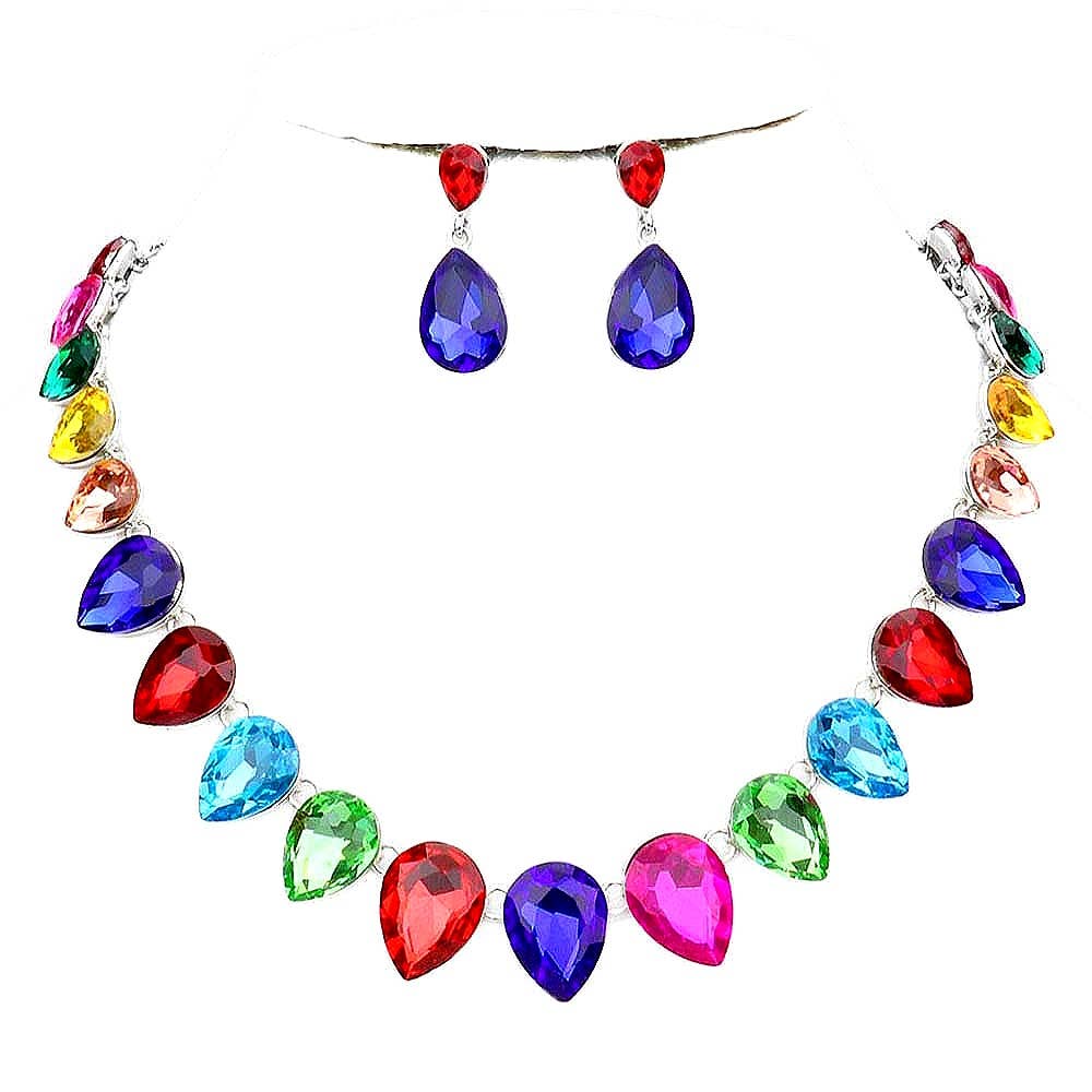 Pear Crystal Necklace Set