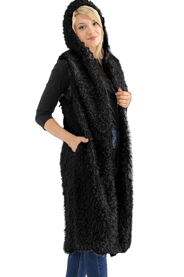 Hood Shaggy Long Vest