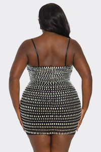 Plus Size Multi Shaped Rhinestone Dress