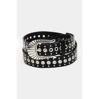 Metallic Stud And Grommet Vegan Leather Belt