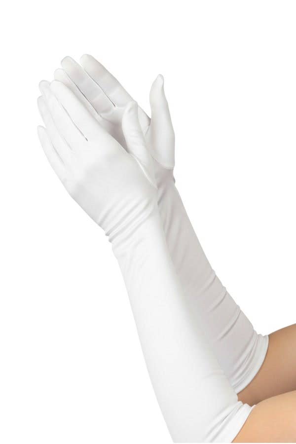 White Long Satin Opera Gloves
