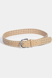 Star Punched And Rivets Vegan Leather Belt