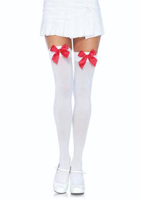 Kay Opaque Thigh Highs: White/Light Blue / One Size