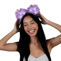 White LED Tinsel Fluffy Cat Ears Headband