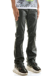 SPIKE WAXED FLARE PANTS