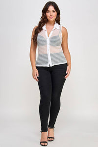 Collared Mesh Top