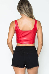 Leather Buckle Top