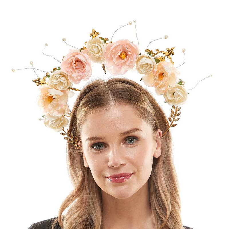 Gold Deluxe Crown with Red Roses and Jewels